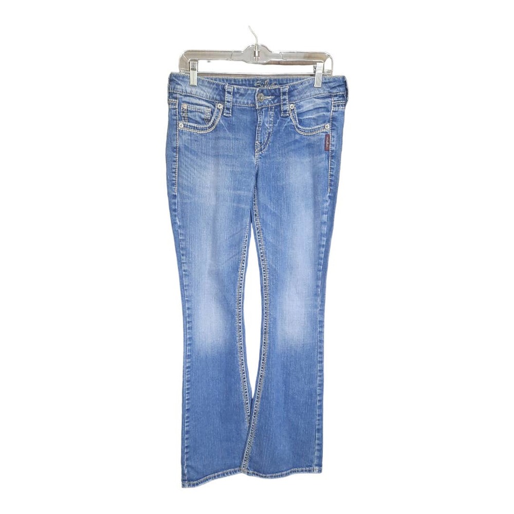 Silver Womens Eden Flare Low Rise Y2K Blue Denim Jeans Size 12